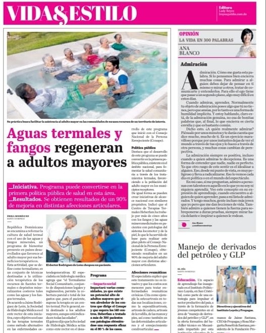 Página de Vida y Estilo de El Día con la nota Aguas termales y fangos regeneran a adultos mayores.